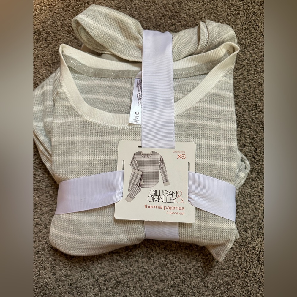 A gray / white striped pjs